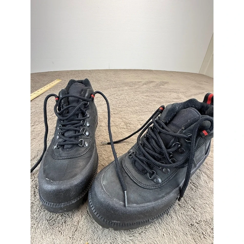Lorena Black Leather Hiking Boots Ankle Utility Lug Sole Lace Up Mens 7M‎